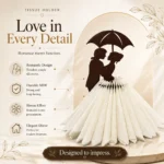 Couple With Umbrella MDF Tissue Holder – Premium Table Décor - Pack of 4 - Image 3