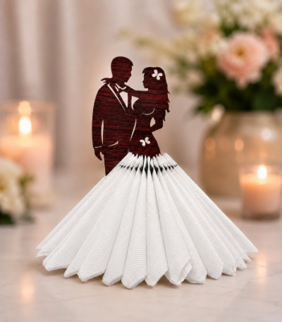 Romantic Couple MDF Tissue Holder – Premium Table Décor - Pack of 4