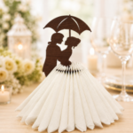 Couple With Umbrella MDF Tissue Holder – Premium Table Décor - Pack of 4
