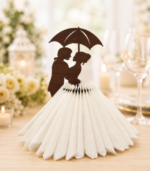 Couple With Umbrella MDF Tissue Holder – Premium Table Décor - Pack of 4